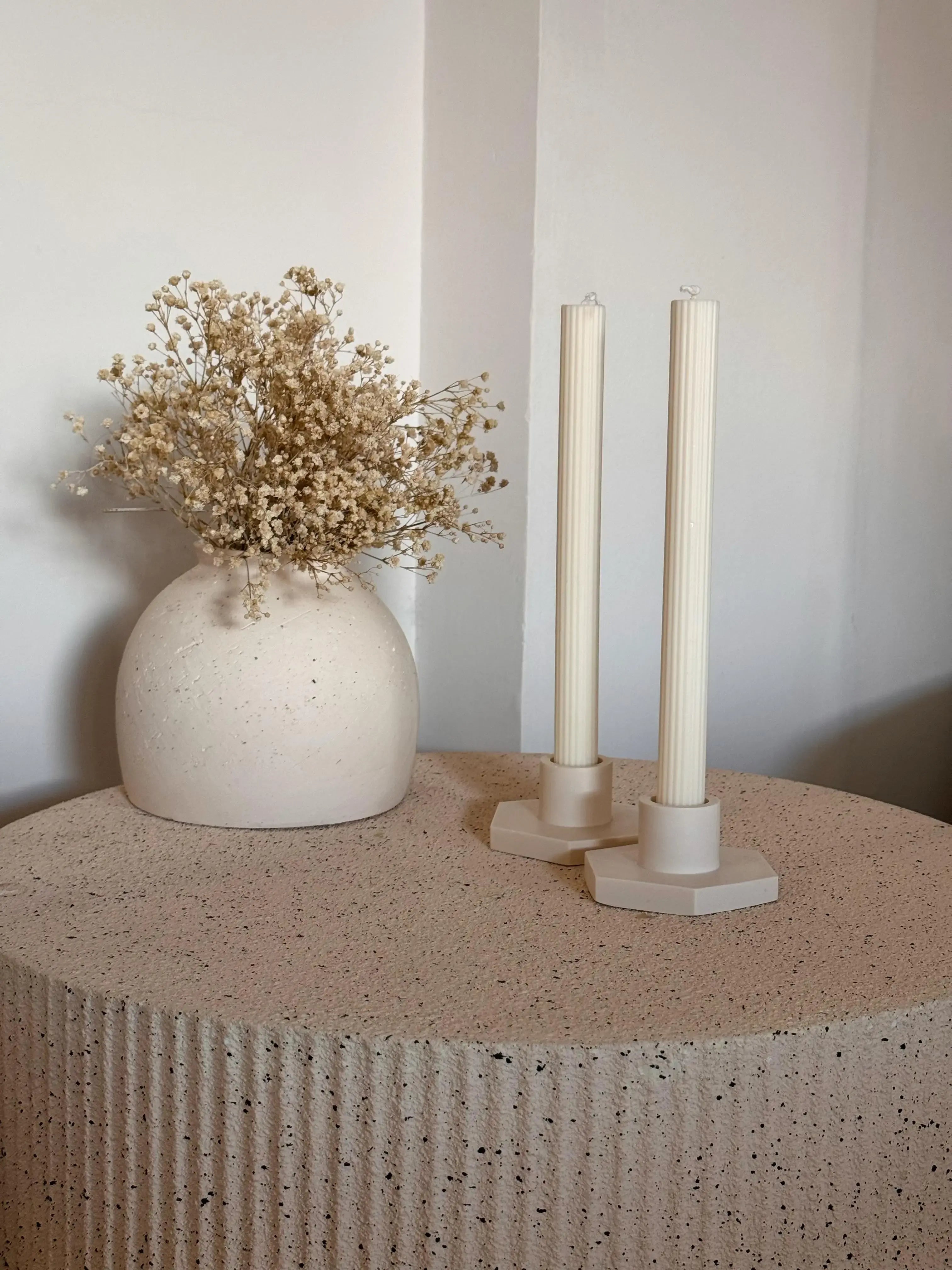 Candelabro Iseo resina ecológica blanca - accesorio decorativo hogar