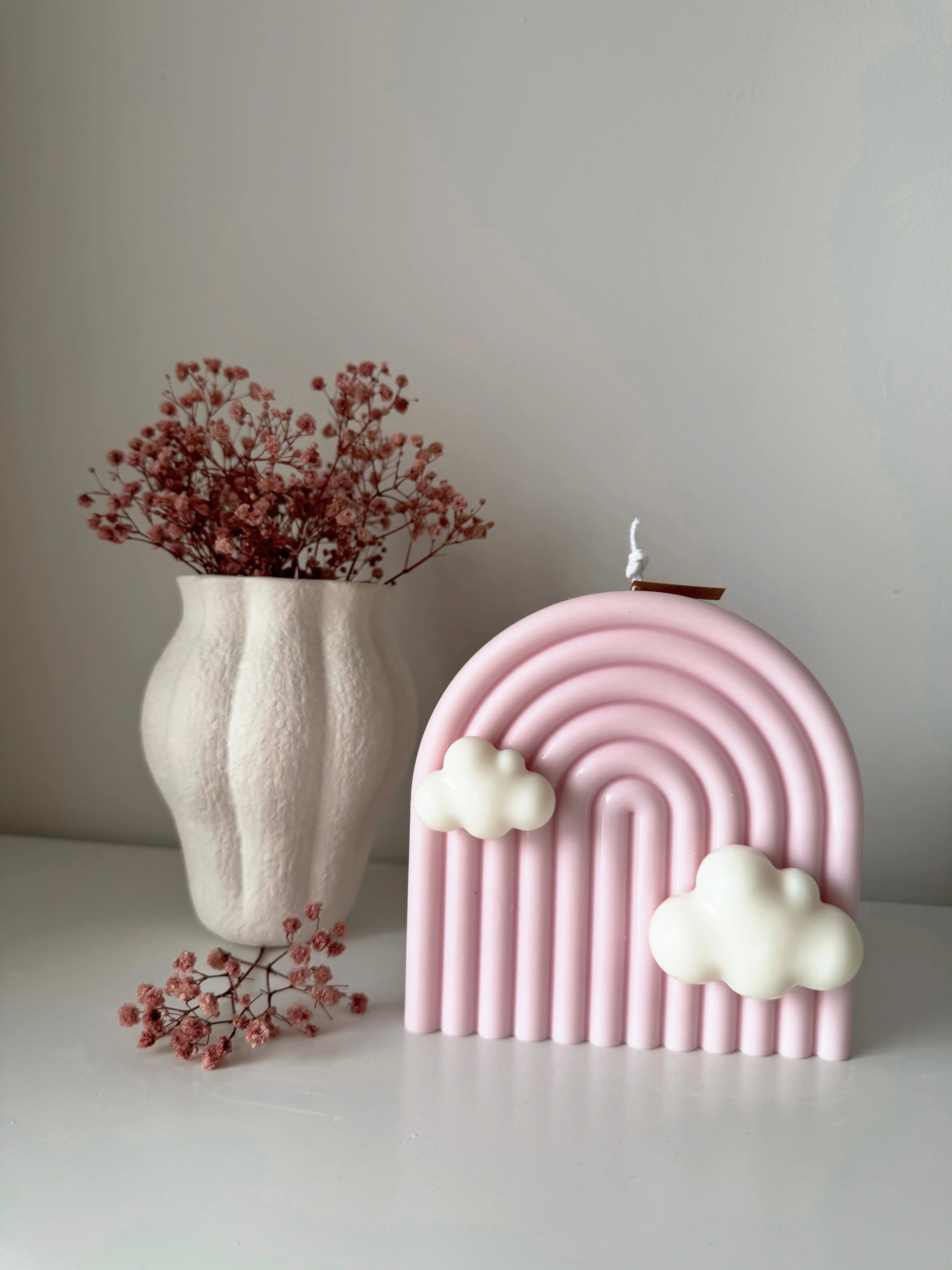 Vela infantil artesanal arcoíris cera natural - detalle Wax&Calm