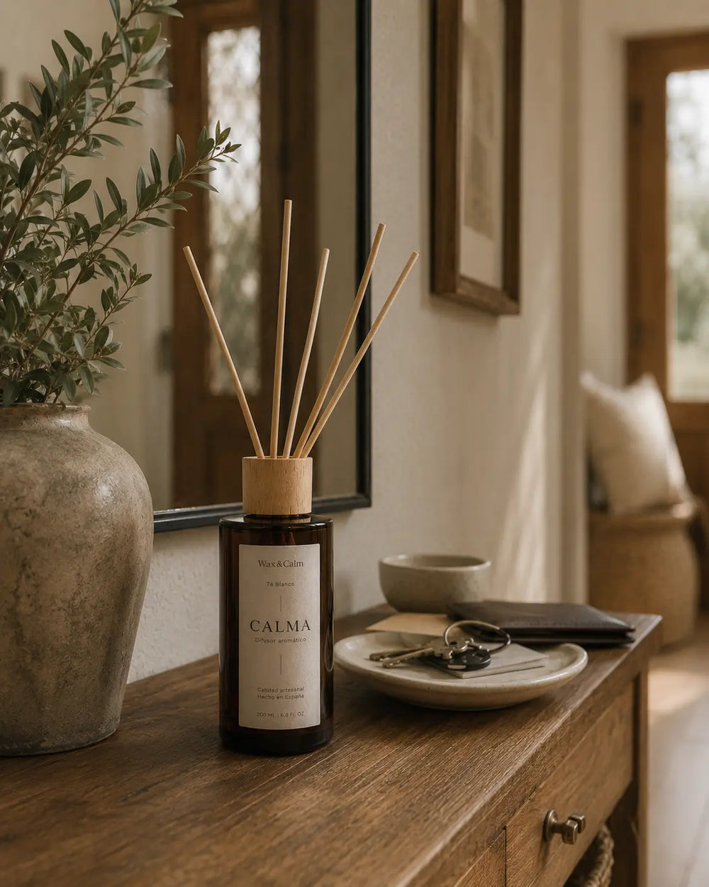 Ambientador mikado Té Blanco en interior – difusor aroma té blanco relajante Wax&Calm
