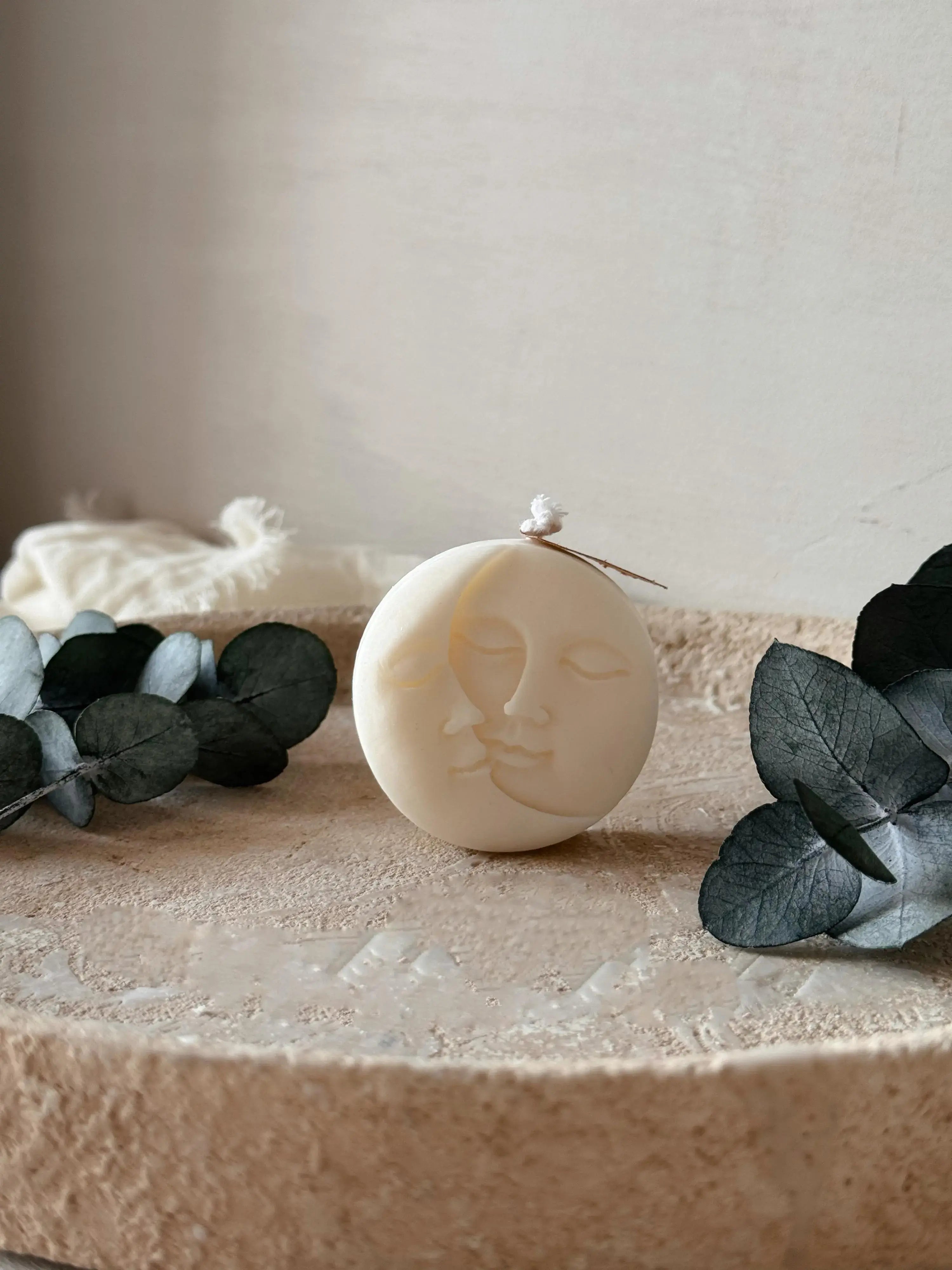 Vela decorativa artesanal Sol&Luna cera natural - Wax&Calm