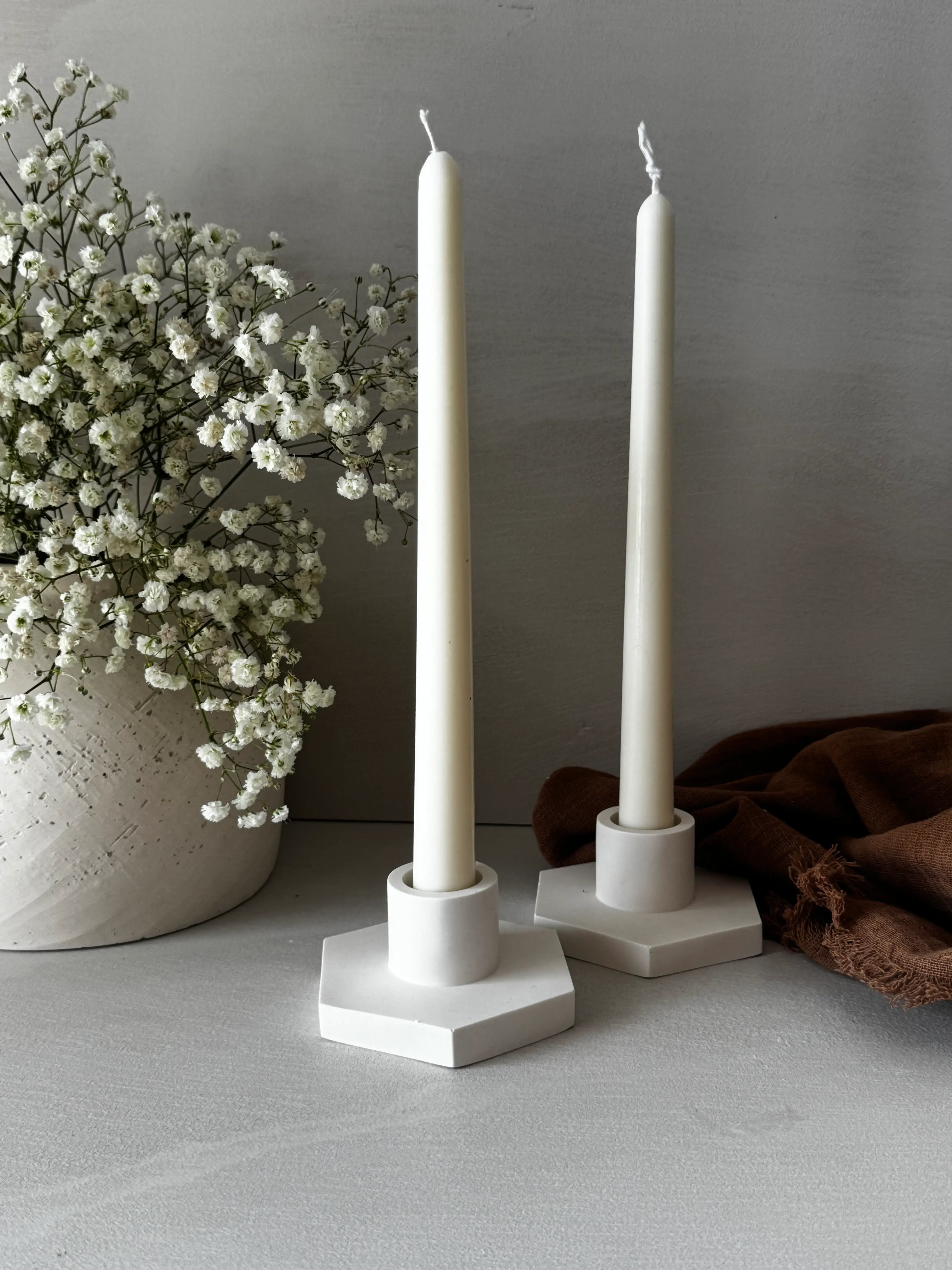 Pack Roma velas decorativas blancas artesanales - detalle acabado Wax&Calm