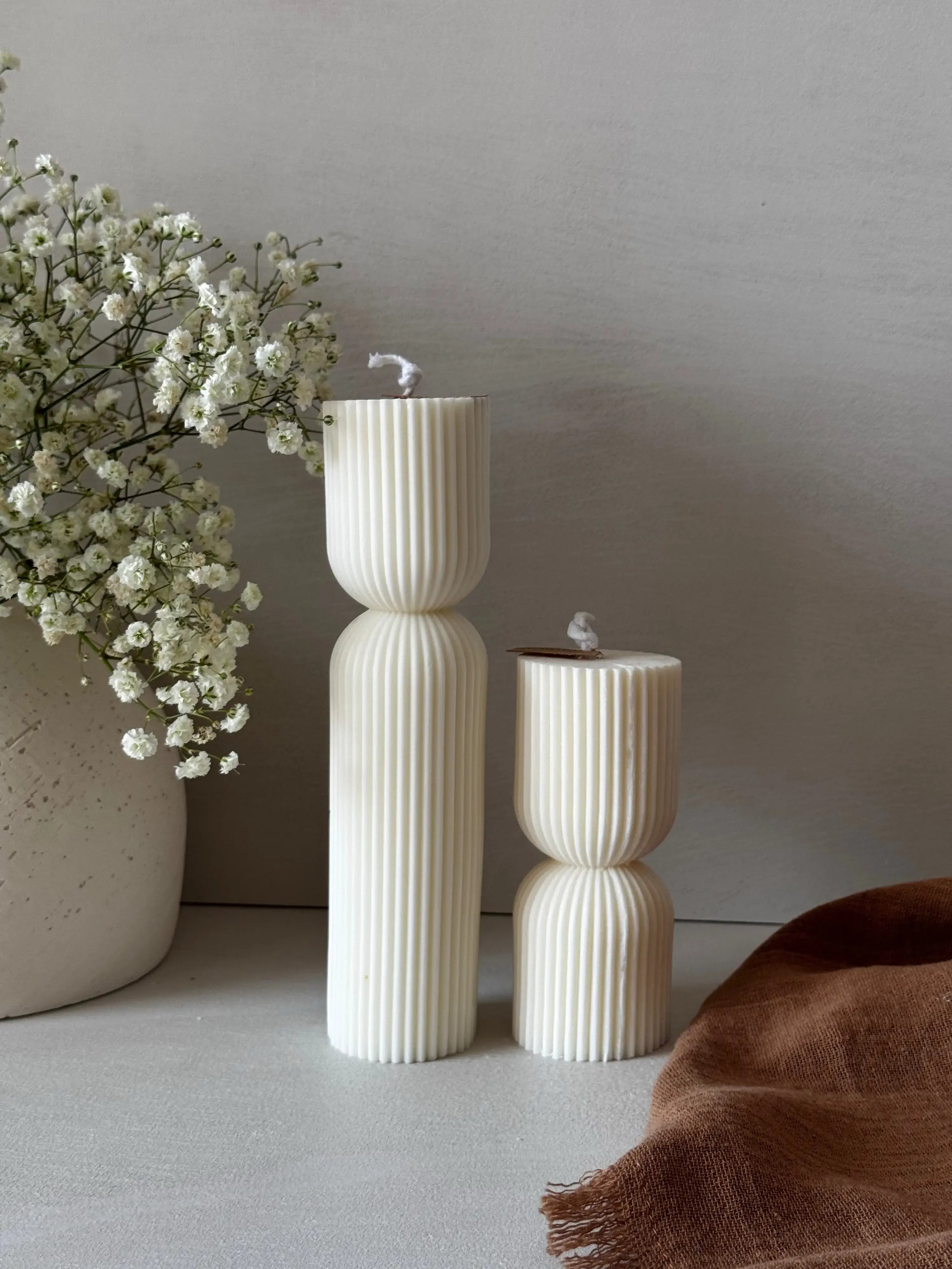 Vela decorativa artesanal Pack Artemisa cera vegetal - Wax&Calm Studio