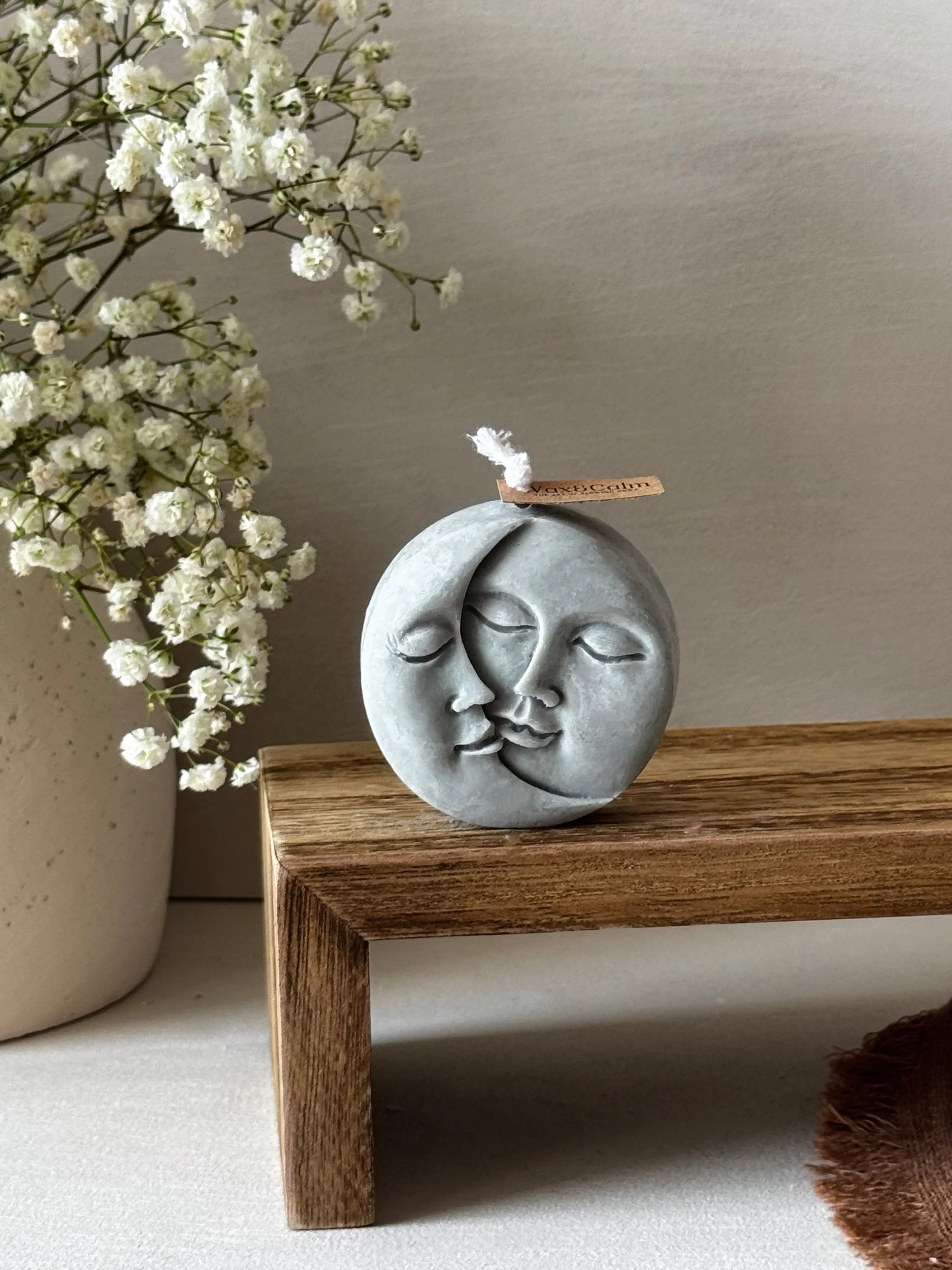 Vela decorativa artesanal Sol&Luna cera natural - Wax&Calm