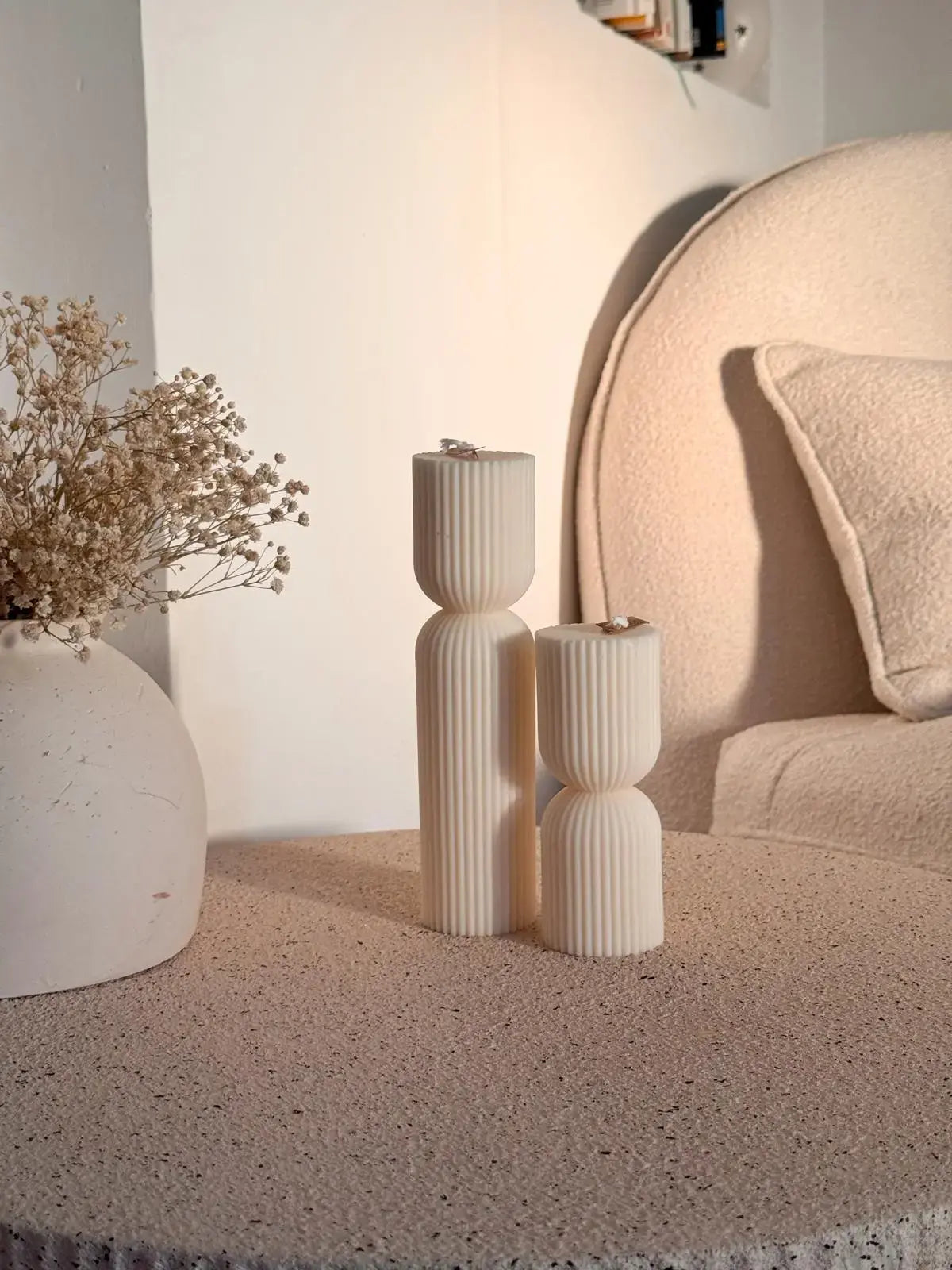 Pack Artemisa velas decorativas artesanales - detalle conjunto Wax&Calm