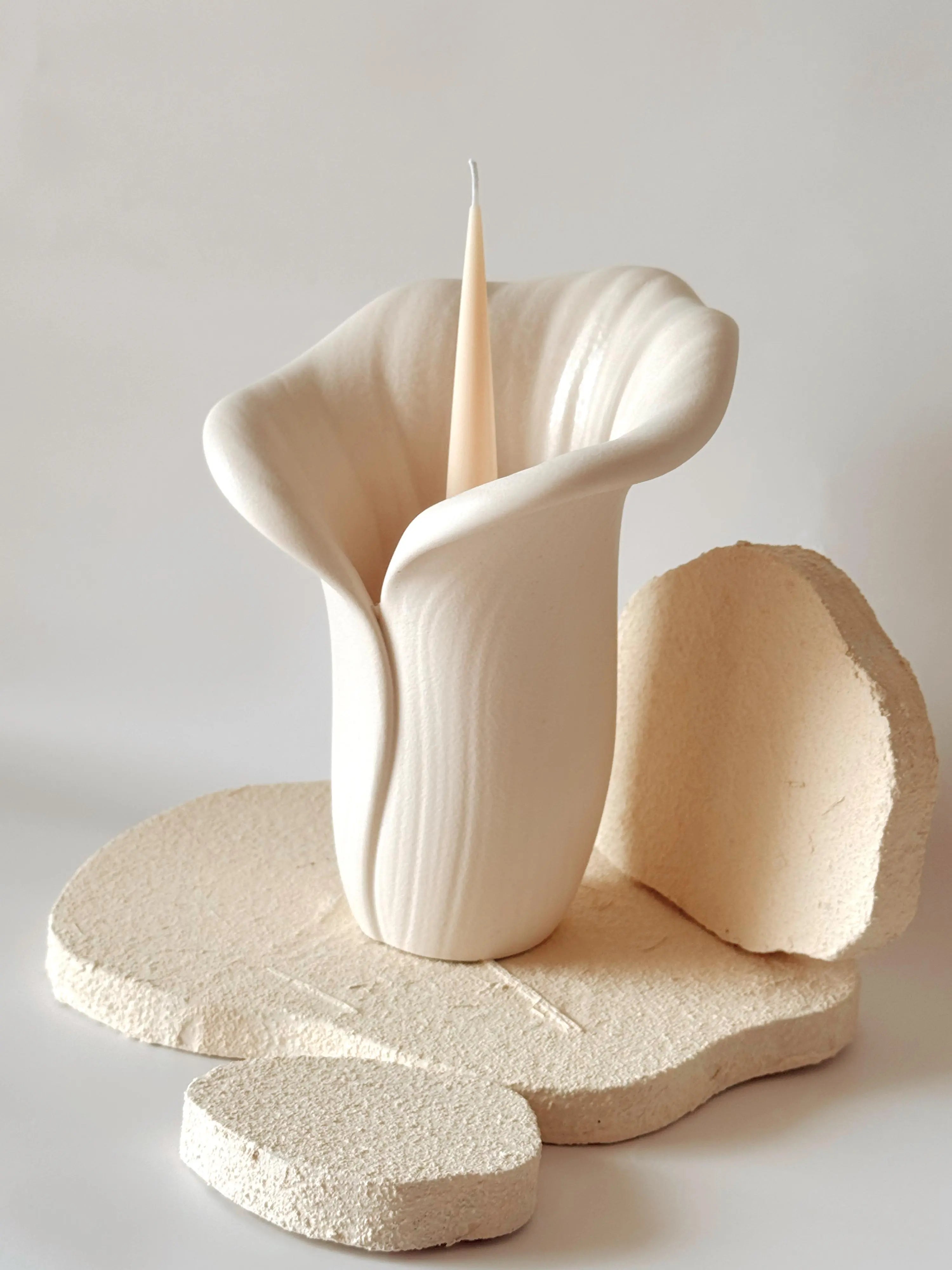Candelabro Cala resina blanca para velas aromáticas - Wax&Calm
