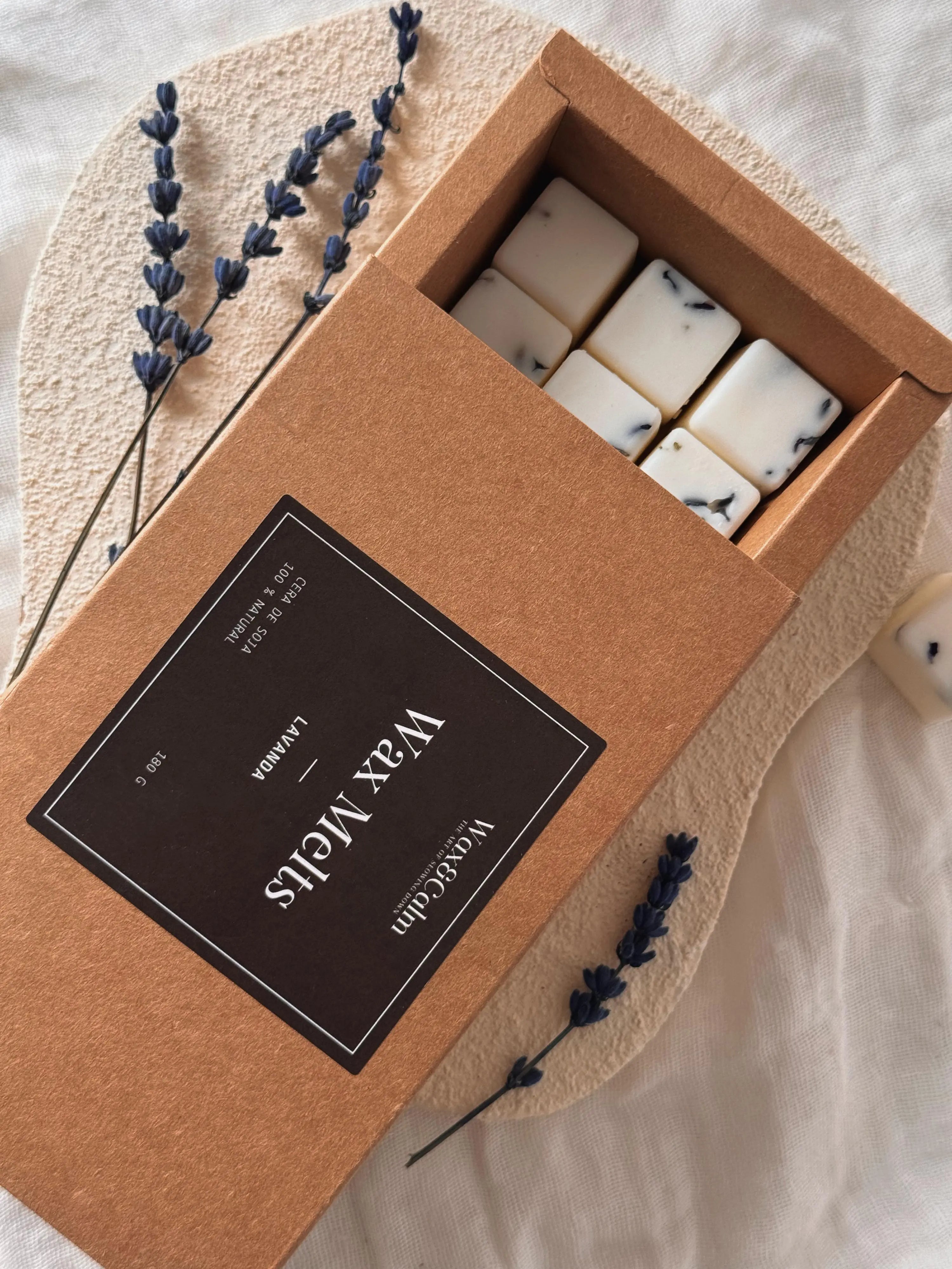 Ceras wax melts lavanda artesanales - acabado Wax&Calm