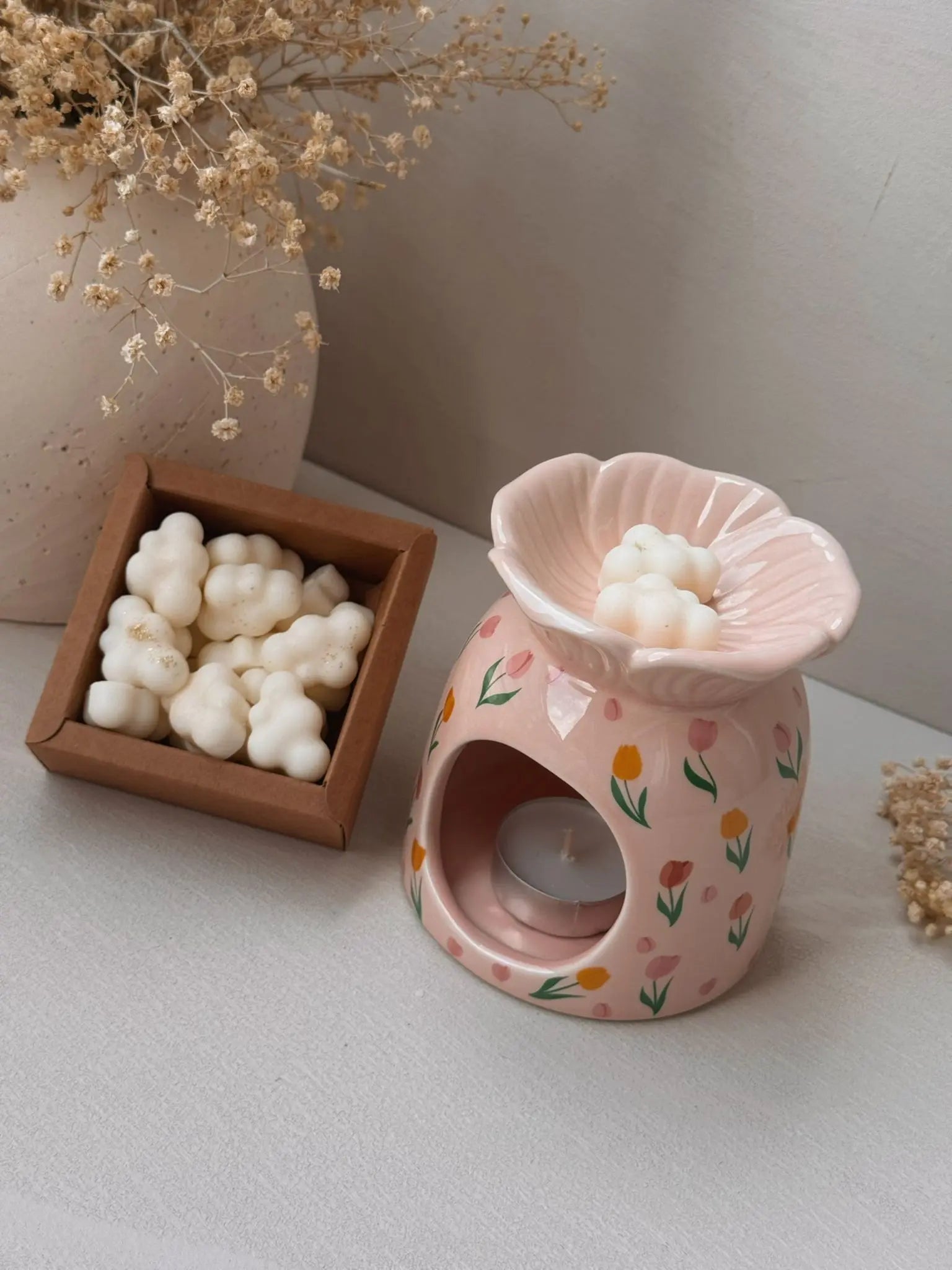 Pack regalo quemador tulipán wax melts artesanal cera de soja - Wax&Calm Studio