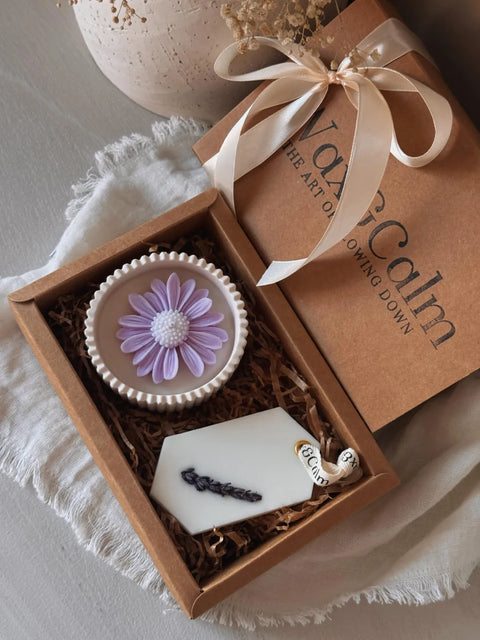 Velas aromaticas para regalar Lavanda – pack regalo aromático cera de soja Wax&Calm