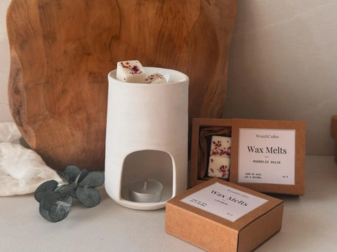 Regalo aromático Wax&Calm – quemador de cerámica y pastillas de cera de soja
