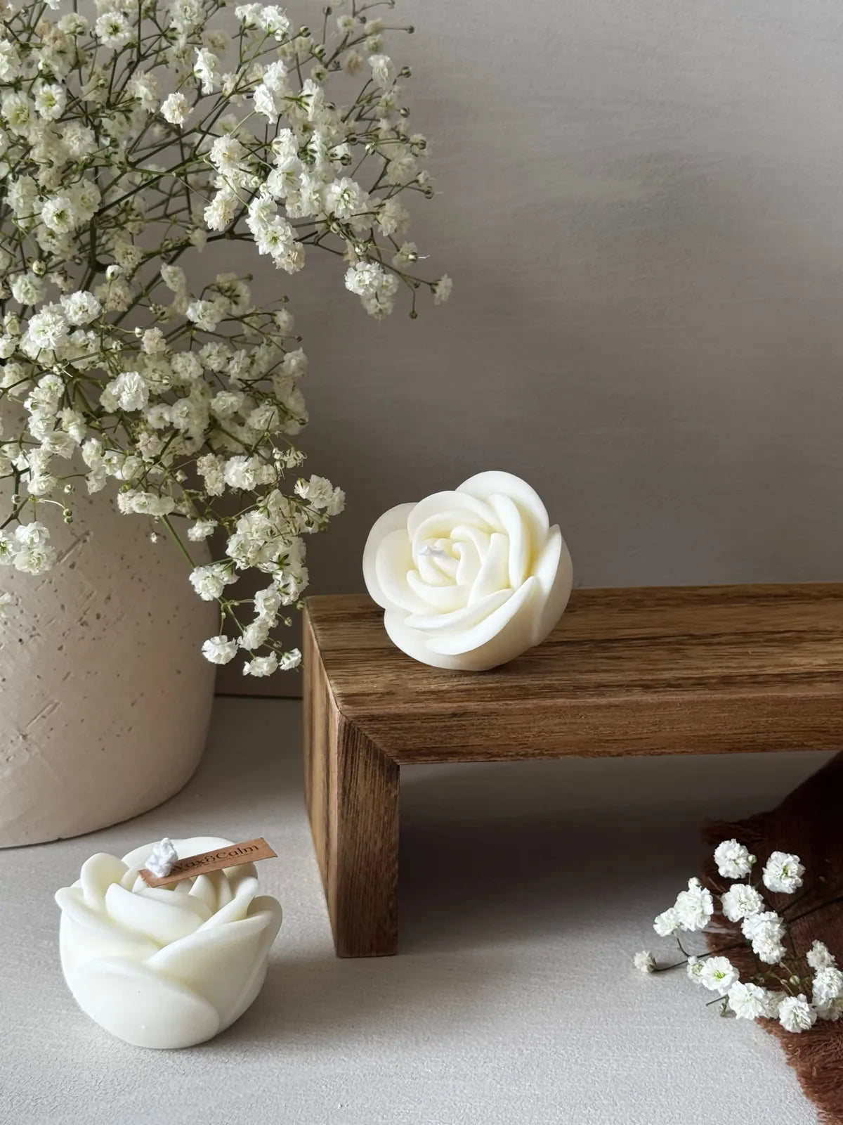 Velas artesanales hechas a mano Rosa – cera de soja decorativa original Wax&Calm
