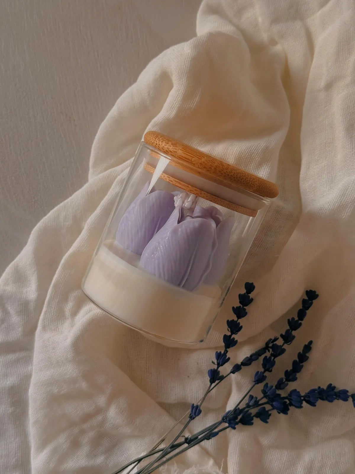 Vela aromática artesanal Jardín de cristal Lavanda y Frambuesa cera de soja 100% natural - Wax&Calm