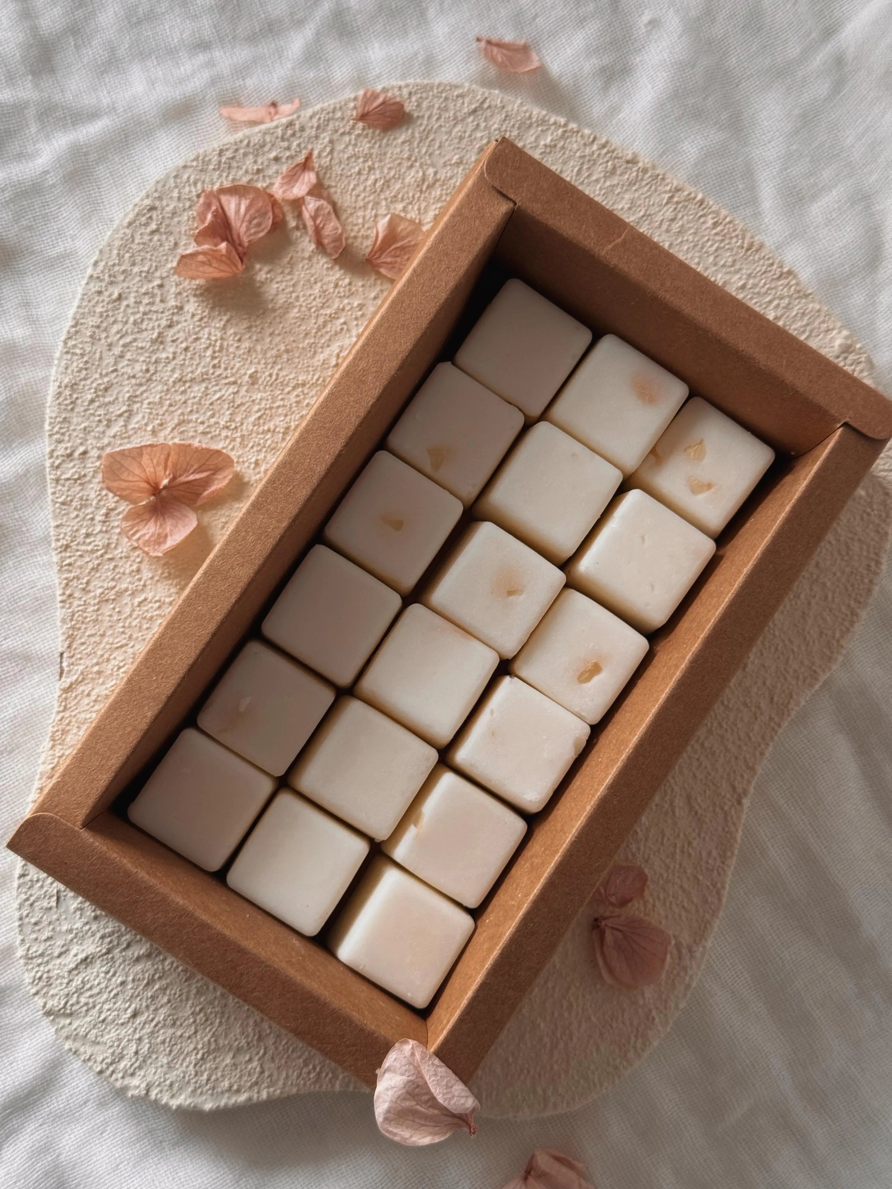 Ceras aromáticas bergamota sándalo wax melts artesanales - detalle Wax&Calm